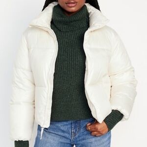OLD NAVY women's cream quilted puffer jacket coat NEW! Size 3X